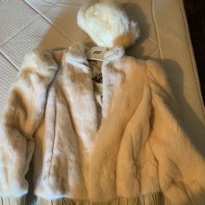 Genuine Canadian mink fur coat with matching hat
